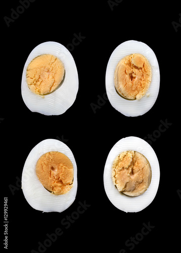 Halfs of the boiled eggs