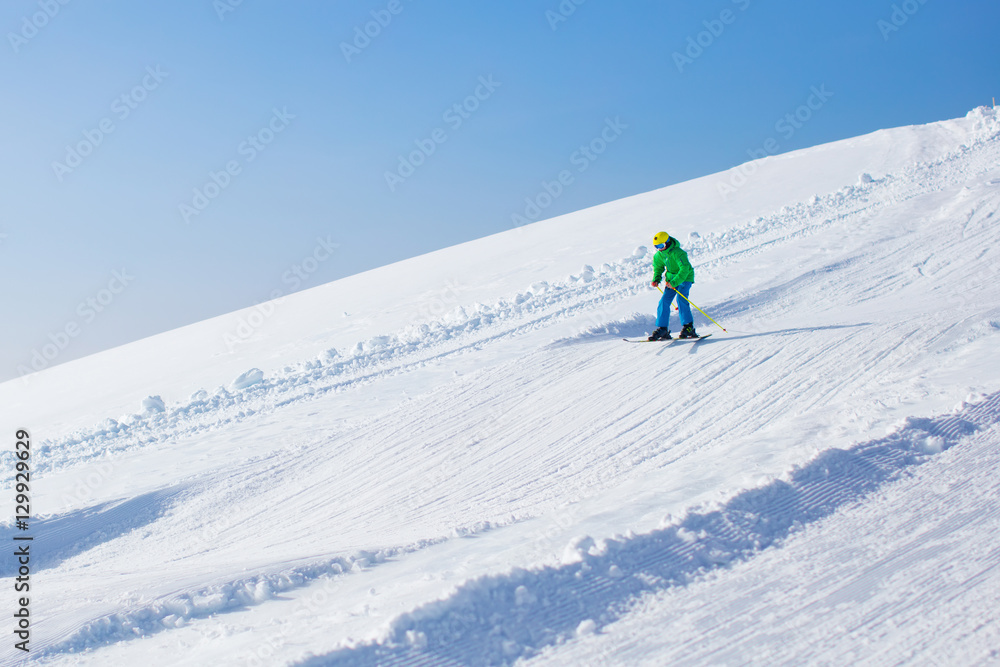 Ski and snow fun for kids in winter mountains