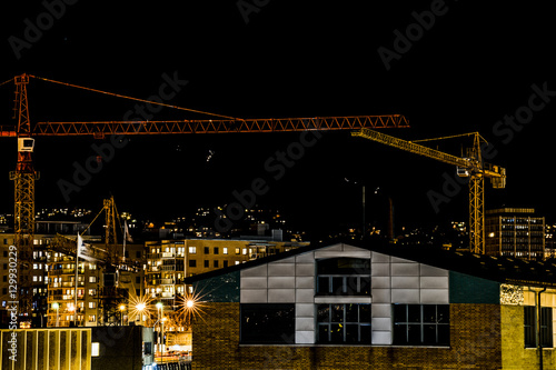 Nighttime construction, Ensjø, Oslo, Norway