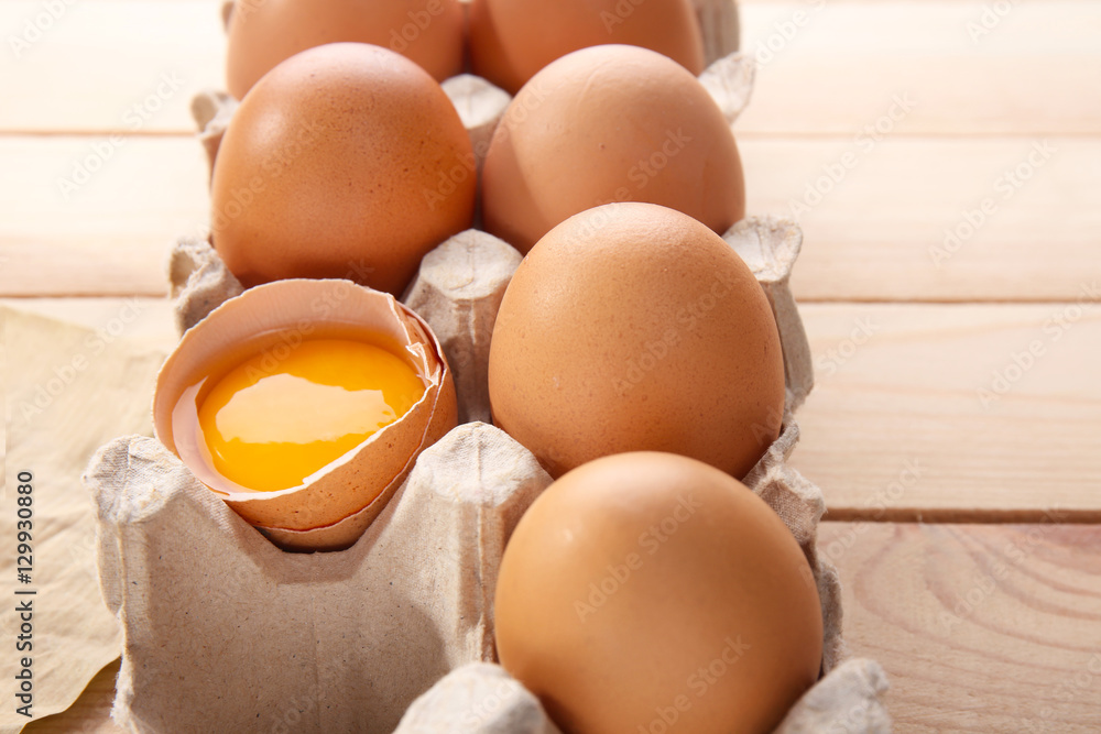 Package with fresh eggs, closeup Package with fresh eggs, closeup