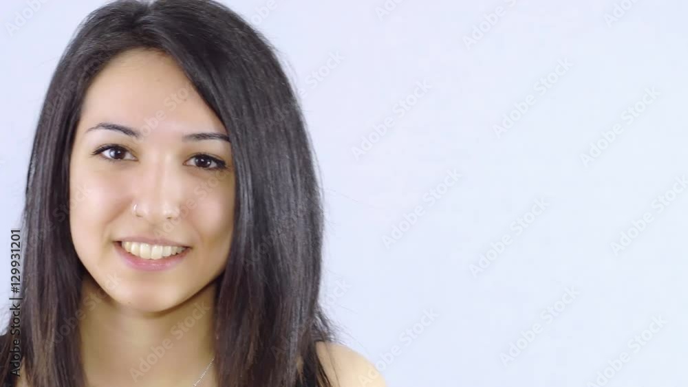 smiling young woman portrait on white background smiling young woman portrait on white background