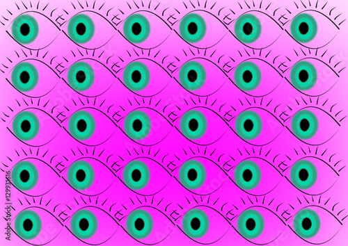 fond abstrait,yeux,formes sur fond rose