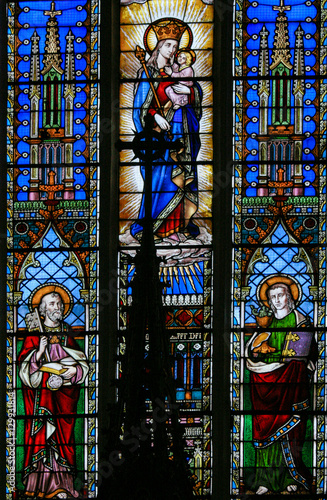 Stained Glass - Saints Peter and John and Mother Mary