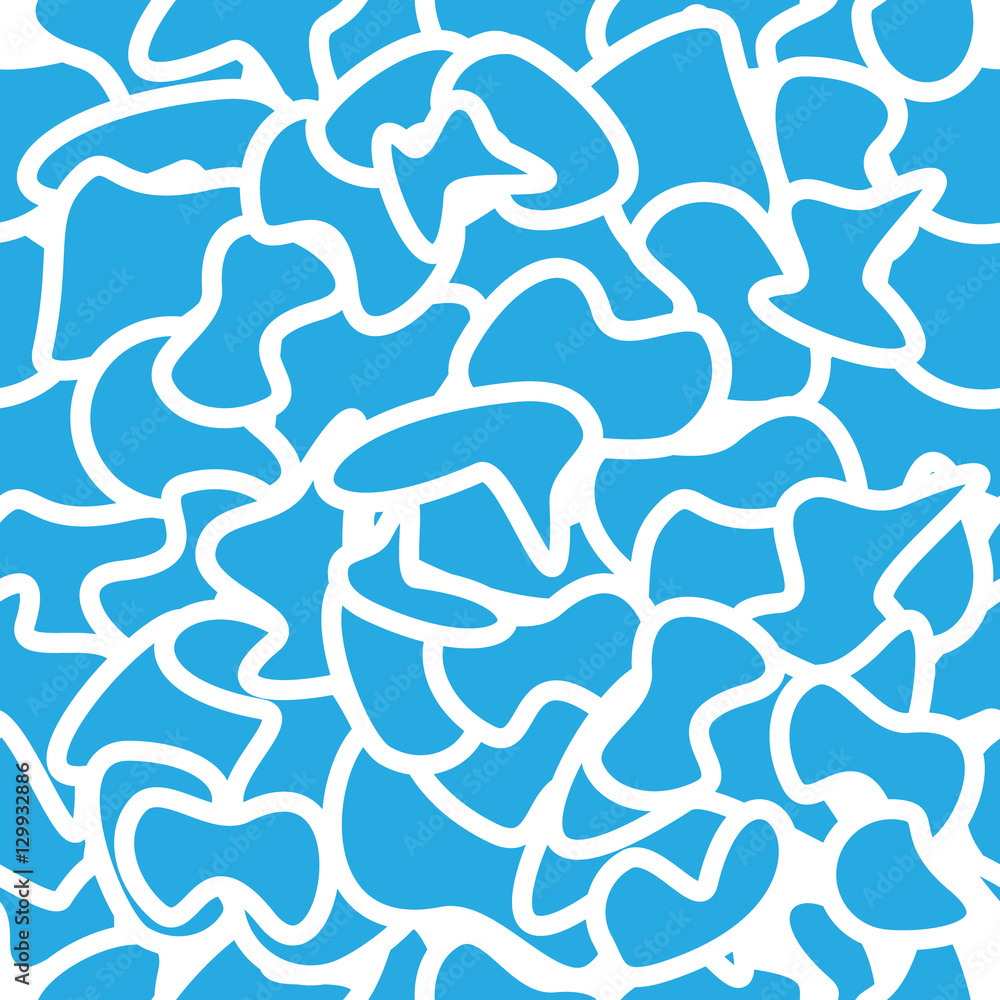 Simple seamless blue pattern with curved lines
