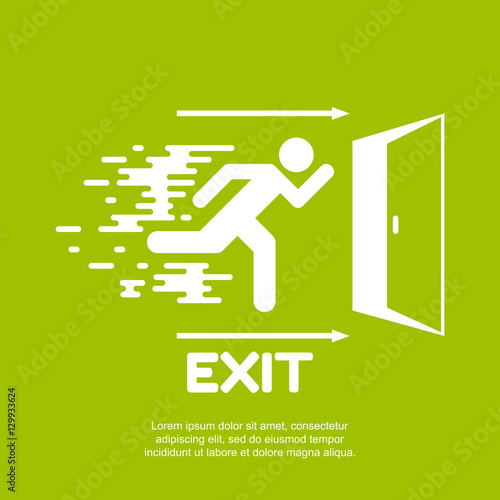 Emergency exit signs indicating the direction of exit in case of danger