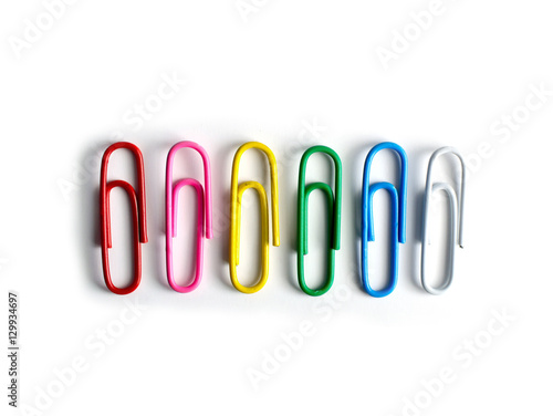 Paper clips binders and pins and colored
