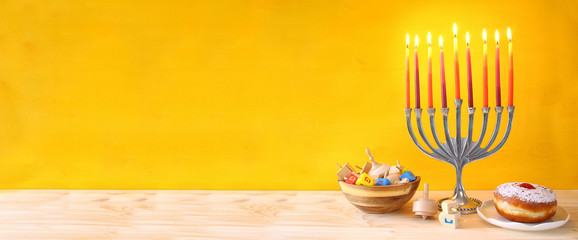 Image of jewish holiday Hanukkah with menorah