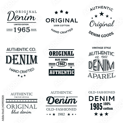 Classical denim jeans typography emblems