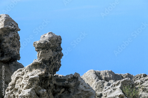 Rocks Weathered into Strange Human-Like Formations on Beach