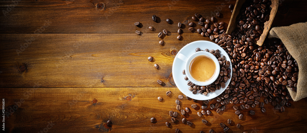 Fototapeta Espresso i ziarna kawy