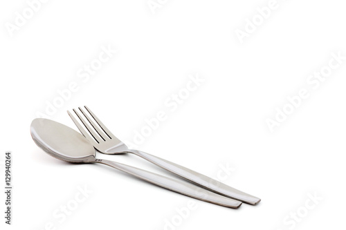 Fork and spoon isolated on white background