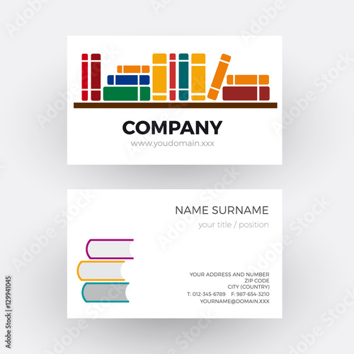 Vector abstract book and bookstore. Business card