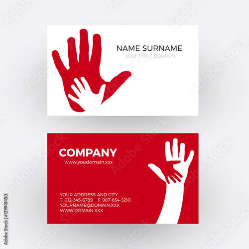 Vector abstract two hands, help and solidarity concept. Business
