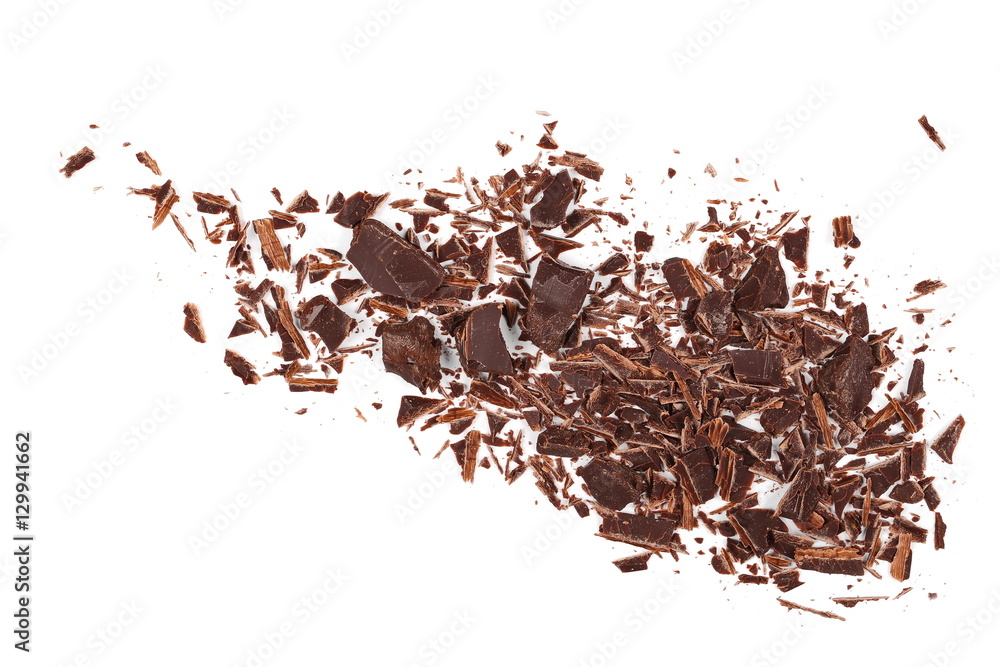 Chopped chocolate isolated on white Chopped chocolate isolated on white