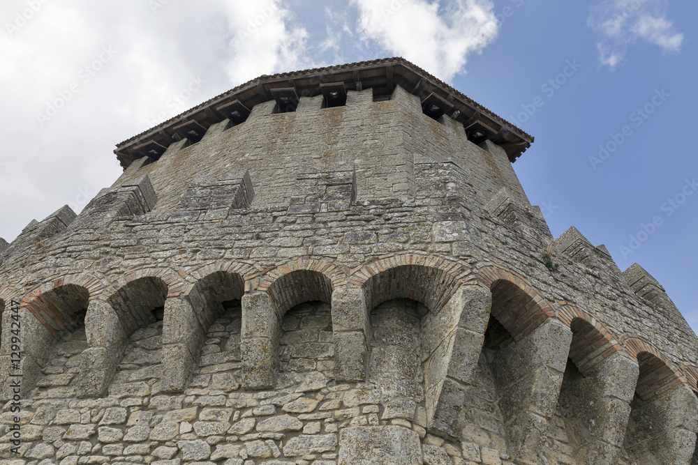 Guaita tower of Mount Titan in San Marino closeup.