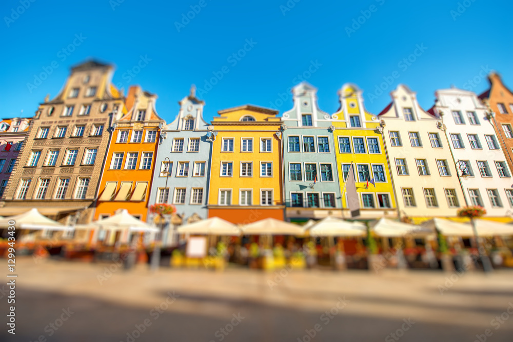 Naklejka premium Beautiful colorful facades of the buildings in the old town of Gdansk, Poland