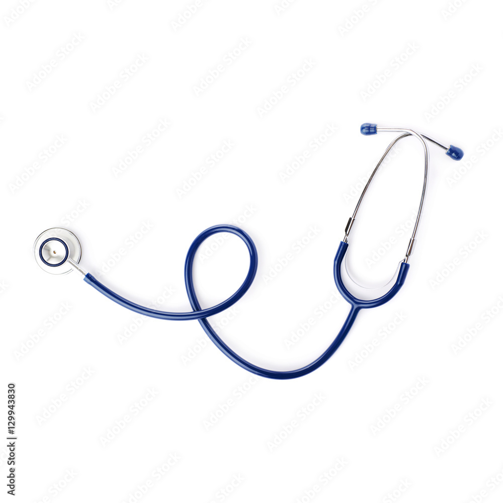 Close up view of stethoscope over isolated white background Close up view of stethoscope over isolated white background