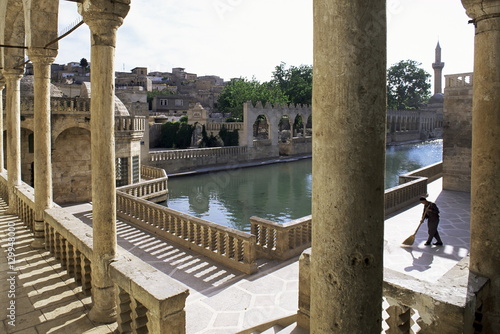 Sacred pools (golbasi) surrounded by mosques and Koranic colleges (medresse), Urfa, Kurdistan, Turkey, Anatolia Minor photo