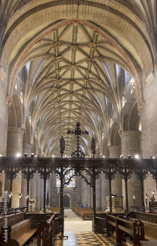 Choir screen and nave looking West, Tewkesbury Abbey, Gloucestershire