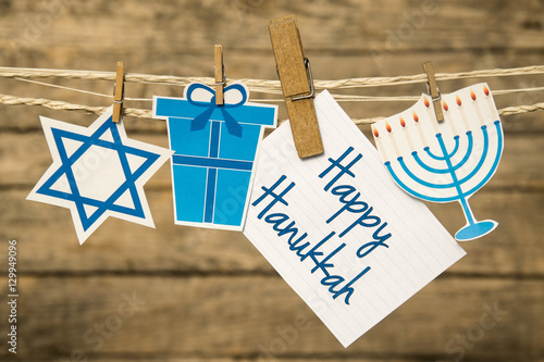 Happy Hanukkah greeting card or background.