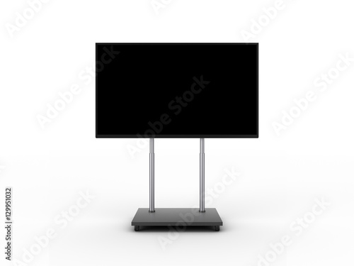 Display with black screen on mobile stand front view 3d illustration