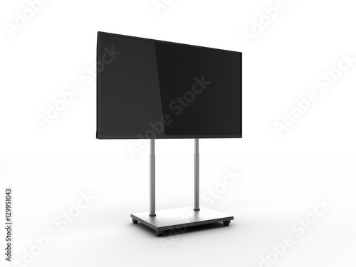 Display with black screen on mobile stand angled view 3d illustration