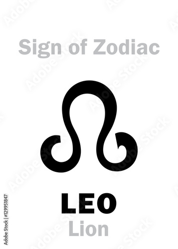 Fototapeta Naklejka Na Ścianę i Meble -  Astrology Alphabet: Sign of Zodiac LEO (The Lion). Hieroglyphics character sign (single symbol).