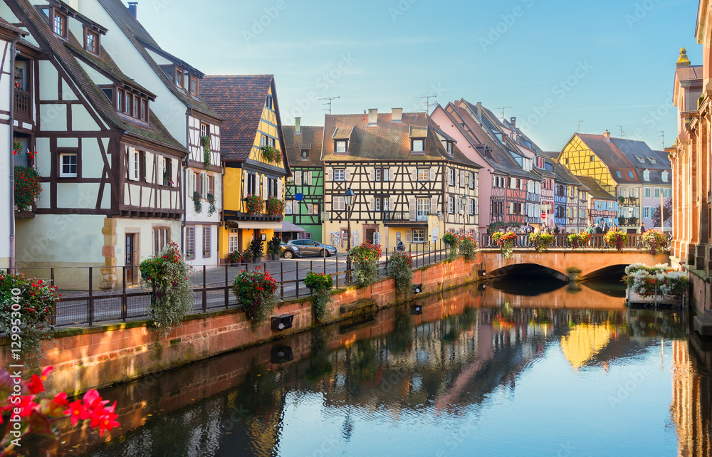 canal of Colmar, most famous town of Alsace, France