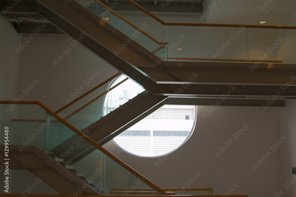 Fototapeta premium Luxury office buildings, indoor stairs interior decoration