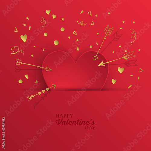 Valentine's day abstract modern background with paper heart shap
