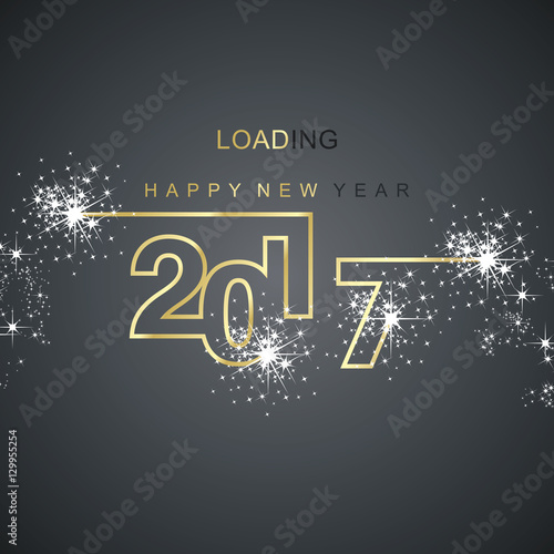 Happy New Year 2017 loading spark firework gold black background