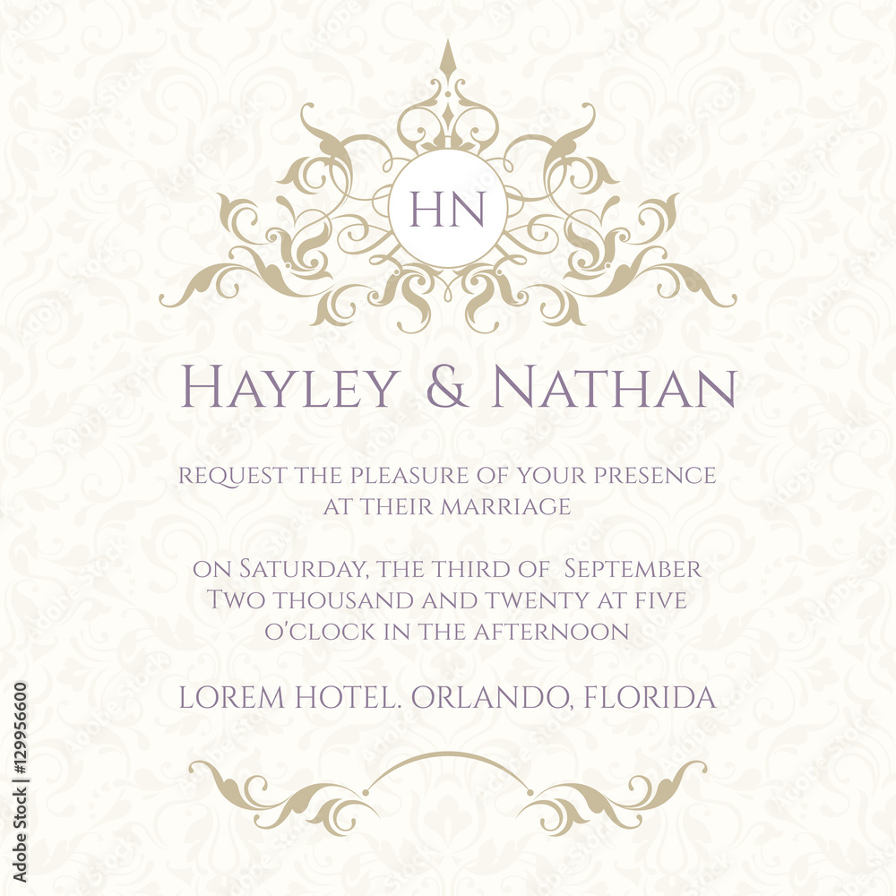 Graphic design page. Wedding invitation.
