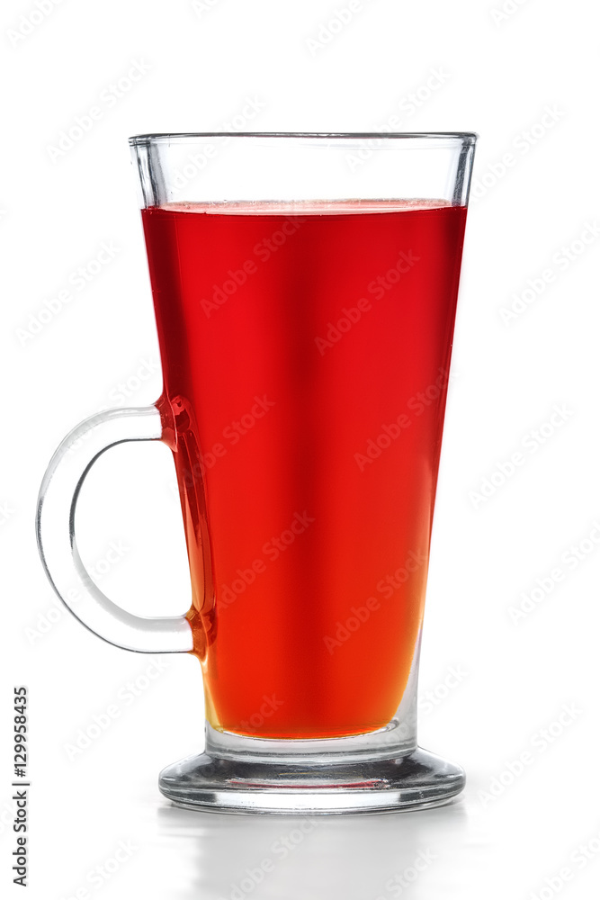 Hot mulled wine isolated on white with reflection. Transparent g Hot mulled wine isolated on white with reflection. Transparent g
