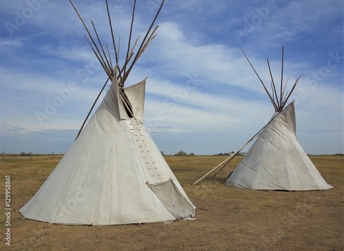 Tepees in the Wanuskewin Heritage Park in Saskatchewan, Canada