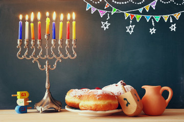 Image of jewish holiday Hanukkah with menorah