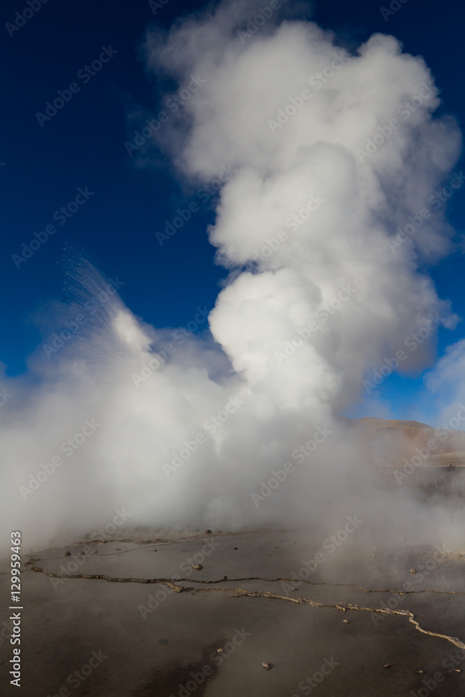 Eruption of geyser at El Tatio