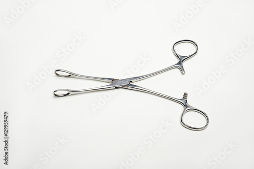 Medical stainless steel scissors isolated over white background