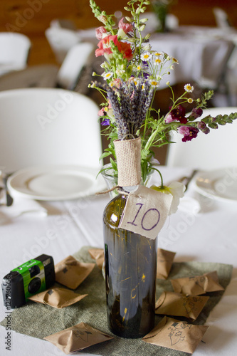 Wine Bottle Wedding Centerpiece