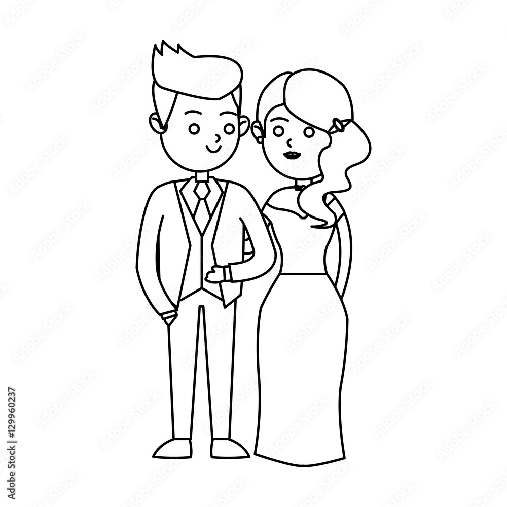 Bride and groom icon. Wedding marriage love and married design. Vector illustration