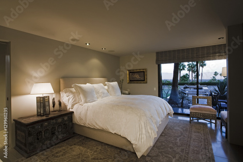 View of a modern and spacious bedroom in a house