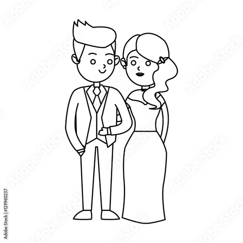 Bride and groom icon. Wedding marriage love and married design. Vector illustration