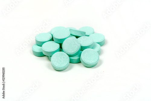 Slika na platnu Minty antacid tablets isolated on white background