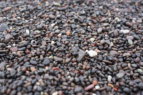 The black sand beach of Kamari, Santorini