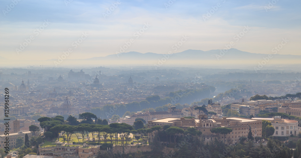 Morning fog over Capitol Hill in Rome
