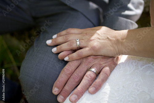 Bride and Groom's Hands with Wedding Rings