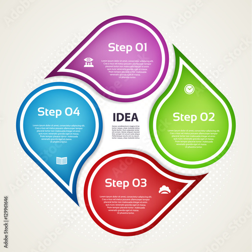 Vector infographic design template. Business concept with 4 options, parts, steps or processes. Can be used for workflow layout, diagram, number options, web design. Data visualization.