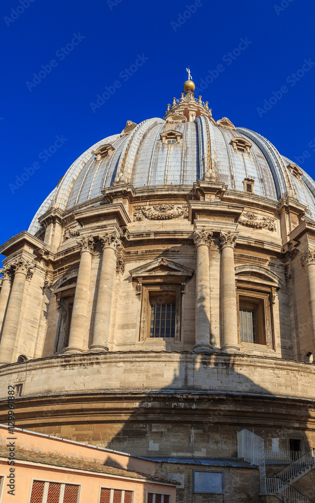 The dome of St. Peter's in Rome, view from the roof