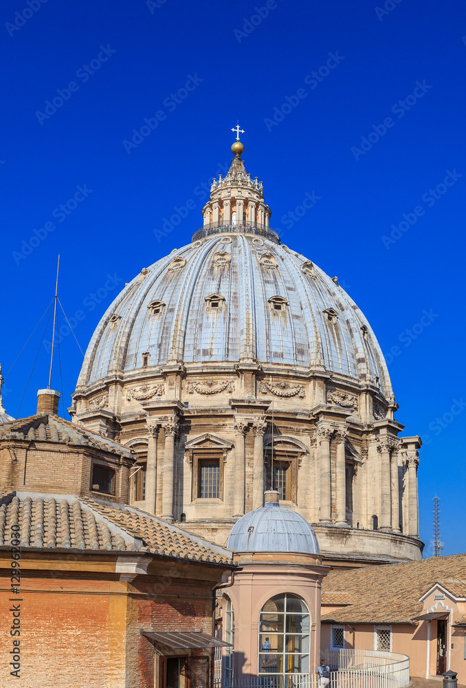 The dome of St. Peter's in Rome, vertical shot from the roof The dome of St. Peter's in Rome, vertical shot from the roof
