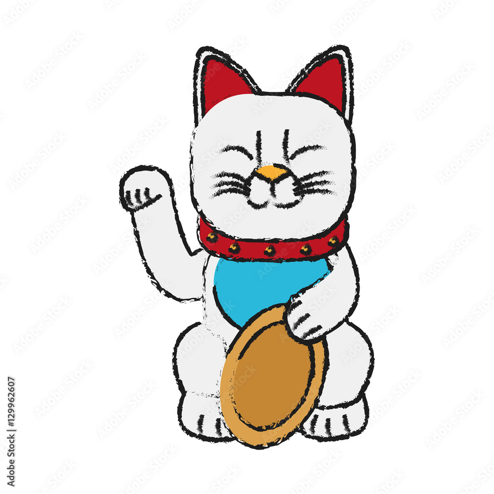 Obraz premium Cat icon. China cultura asia chinese theme. Isolated design. Vector illustration