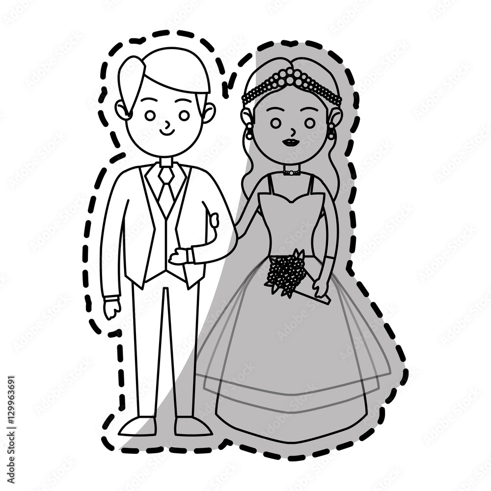 Bride and groom icon. Wedding marriage love and married design. Vector illustration Bride and groom icon. Wedding marriage love and married design. Vector illustration